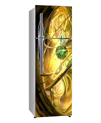 Psychedelic Collection Decorative Abstract 3D Golden Beautiful Design Extra lardge Fridge Sticker for Fridge Decor (PVC Vinyl, Multicolor, 60 cm X 160 cm)-thumb1