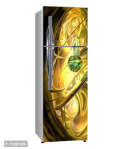 Psychedelic Collection Decorative Abstract 3D Golden Beautiful Design Extra lardge Fridge Sticker for Fridge Decor (PVC Vinyl, Multicolor, 60 cm X 160 cm)-thumb2