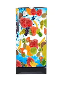 Psychedelic Collection Vinyl Fruits Fridge Sticker Single Door Decorative Sticker(Multicolor Vinyl 120X60)-thumb1