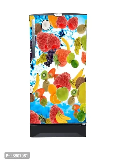 Psychedelic Collection Vinyl Fruits Fridge Sticker Single Door Decorative Sticker(Multicolor Vinyl 120X60)-thumb2