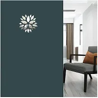 Psychedelic Collection Decorative Flower and Leaves Mirror Silver Acrylic Sticker Hexagon Mirror, Hexagon Mirror Wall Stickers, Mirror Stickers for Wall Large Size, Sticker Mirror-thumb1