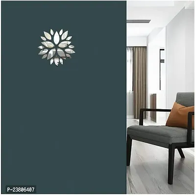 Psychedelic Collection Decorative Flower and Leaves Mirror Silver Acrylic Sticker Hexagon Mirror, Hexagon Mirror Wall Stickers, Mirror Stickers for Wall Large Size, Sticker Mirror-thumb2