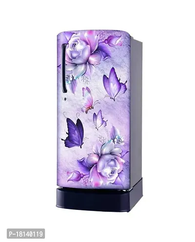 Trendy Beautifull Flower With Butterfly Decorative Fridge Sticker(Multicolor Vinyl 120X60)