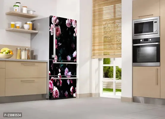 Psychedelic Collection Vinly Pink Rose Bunch with Black BackgroundDecorative Extra Large PVC Vinyl Fridge Sticker (Multicolor, 60 cm X 160 cm)_PCFS38_WP-thumb4