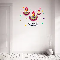 Psychedelic Collection Happy Diwali Decorative Multicolor Diya Decorative PVC Vinyl Wall Sticker (Multicolor, 46 cm X 56 cm)-thumb3