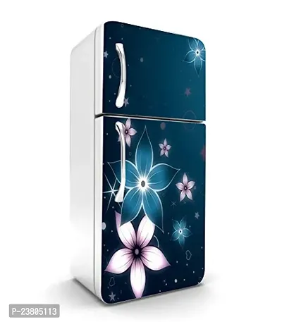 Psychedelic Collection Vinly Colourful Flower with Blue BackgroundDecorative Extra Large PVC Vinyl Fridge Sticker (Multicolor, 60 cm X 160 cm)_PCFS70_WP-thumb3