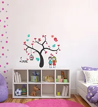 Trendy Loving Couple Under A Tree Decorative Wall Sticker (Pvc Vinyl, Multicolor, W 106 Cm X H 94 Cm)-thumb1