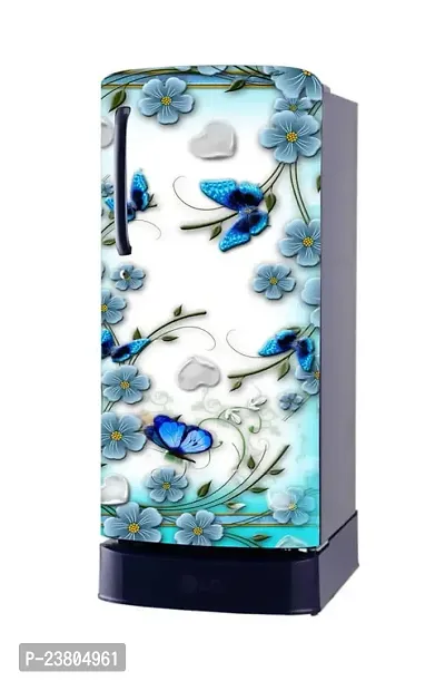 Psychedelic Collection Decorative Flower with Butterflies Fridge wrap Decorative Sticker (Multicolor PVC Vinyl 120x60)