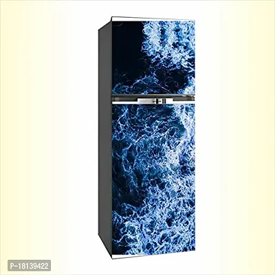 Trendy 3D Water Splash With Dark Abstract Effect Fridge Wallpaper Poster Self Adhesive Vinyl Fridge Wrap Decorative Wall Sticker (Pvc Vinyl Multicolor) Size 60X160 Cm-thumb2