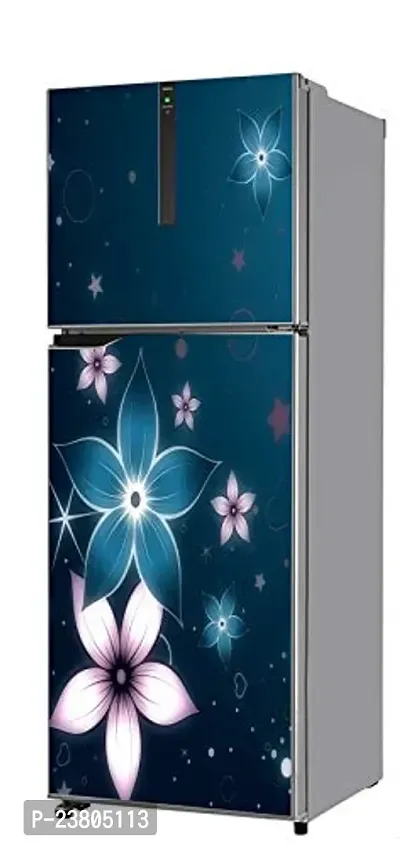 Psychedelic Collection Vinly Colourful Flower with Blue BackgroundDecorative Extra Large PVC Vinyl Fridge Sticker (Multicolor, 60 cm X 160 cm)_PCFS70_WP-thumb4