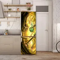 Psychedelic Collection Decorative Abstract 3D Golden Beautiful Design Extra lardge Fridge Sticker for Fridge Decor (PVC Vinyl, Multicolor, 60 cm X 160 cm)-thumb3