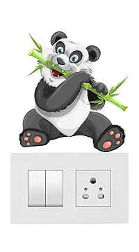 Trendy Decorative Small Switch Penal/Board Decor Wall Sticker Of Floral Branch, Panda Eating Bamboo, Hanging On Branch Of Tree Funny Pandas Decal-thumb3