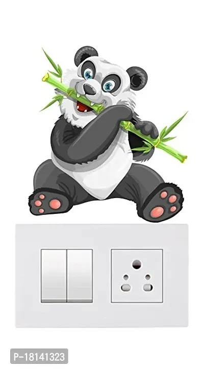 Trendy Decorative Small Switch Penal/Board Decor Wall Sticker Of Floral Branch, Panda Eating Bamboo, Hanging On Branch Of Tree Funny Pandas Decal-thumb4