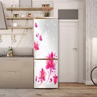 Psychedelic Collection Decorative Beautiful Pink Flowers Leaves with Hearts Extra lardge Fridge Sticker for Fridge Sticker Decor (PVC Vinyl Multicolor)-thumb3