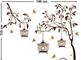 Asmi Collections PVC Wall Stickers Tree Birds and Cage - AY9039-thumb2