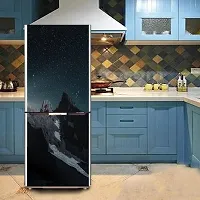 Psychedelic Collection Decorative Abstract Moon Night Star Sky and Large Mountain Wallpaper Sticker for Fridge Decor (PVC Vinyl, Multicolor, 60 cm X 160 cm)-thumb3