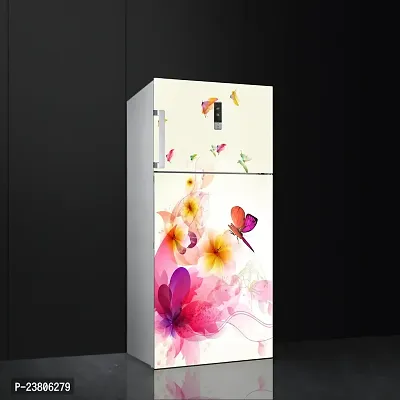 Psychedelic Collection Flower with Butterflies Decorative Extra Large PVC Vinyl Fridge Sticker (Multicolor, 60 cm X 160 cm)_PCFS07_WP-thumb0