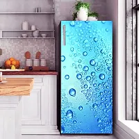 Trendy Vinly 3D Water Drops With Blue Background Adhesive Vinyl Sticker Fridge Wrap Decorative Sticker (Multicolor Pvc Vinyl 120X60)-thumb1