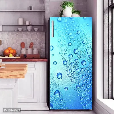 Trendy Vinly 3D Water Drops With Blue Background Adhesive Vinyl Sticker Fridge Wrap Decorative Sticker (Multicolor Pvc Vinyl 120X60)-thumb2