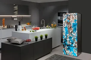 Psychedelic Collection White Flowers leavesDecorative Extra Large PVC Vinyl Fridge Sticker (Multicolor, 60 cm X 160 cm)-thumb1