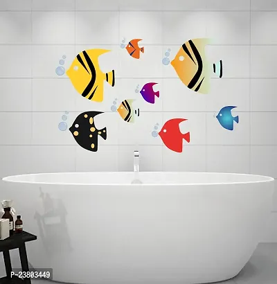 Psychedelic Collection Fish with Water Bubble Decorative PVC Vinyl Wall Sticker (Multicolor, 50 cm X 90 cm)-thumb2