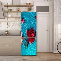 Psychedelic Collection Abstract Decorative red Rose Leaves with Blue Water Extra lardge Fridge Sticker for Fridge Decor (PVC Vinyl, Multicolor, 60 cm X 160 cm)-thumb3