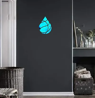 Psychedelic Collection Decorative Water Drop Blue Acrylic Sticker Hexagon Mirror, Hexagon Mirror Wall Stickers, Mirror Stickers for Wall Large Size, Sticker Mirror