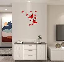 Psychedelic Collection Beautiful Butterflies red Acrylic Sticker Hexagon Mirror, Hexagon Mirror Wall Stickers, Mirror Stickers for Wall Large Size, Sticker Mirror-thumb1