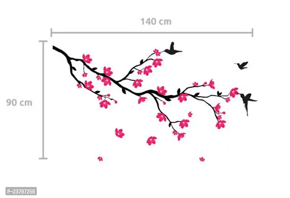 Decals Design 'Humming Birds and Blossoms' Wall Sticker (PVC Vinyl, 50 cm x 70 cm, Multicolour)-thumb3