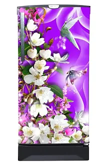 Trendy Beautifull White Flower With Butterfly Decorative Fridge Sticker(Multicolor Vinyl 120X60)-thumb1