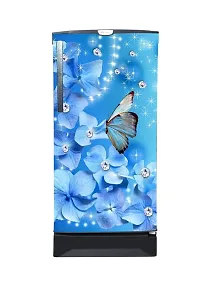 Trendy Abstract Design Coloufull Flower With Butterfly Decorative Fridge Sticker(Multicolor Vinyl 120X60)-thumb1