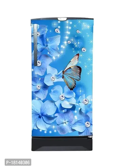 Trendy Abstract Design Coloufull Flower With Butterfly Decorative Fridge Sticker(Multicolor Vinyl 120X60)-thumb2