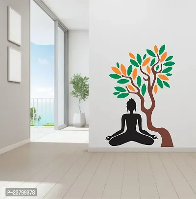 Psychedelic Collection Meditation budhaa Under Tree PVC Vinyl Multicolor Decorative Wall Sticker for Wall Decoration Size : 132 cm X 91 cm-thumb5