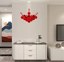 Psychedelic Collection Beautiful hexagone and Butterflies red Acrylic Sticker Hexagon Mirror, Hexagon Mirror Wall Stickers, Mirror Stickers for Wall Large Size, Sticker Mirror-thumb1