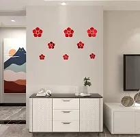 Psychedelic Collection Beautiful Flowers red Acrylic Sticker Hexagon Mirror, Hexagon Mirror Wall Stickers, Mirror Stickers for Wall Large Size, Sticker Mirror-thumb1