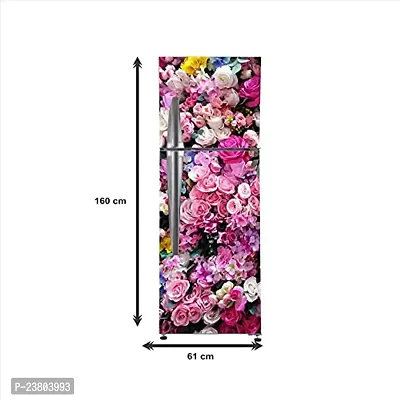 Psychedelic Collection Colorful Roses and beautyfull Pink roseDecorative Extra Large PVC Vinyl Fridge Sticker (Multicolor, 60 cm X 160 cm)-thumb4