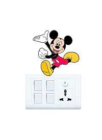 Trendy Decorative Small Switch Penal/Board Decor Wall Sticker Of Mickey Mouse Small Cartoon Desiny King Running Standing Colorful Decal (Pvc Vinyl Multicolor)-thumb1