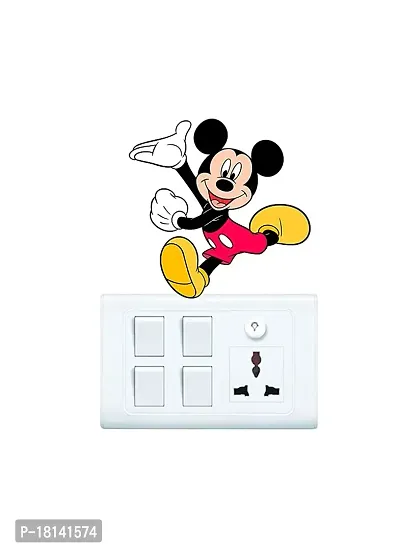 Trendy Decorative Small Switch Penal/Board Decor Wall Sticker Of Mickey Mouse Small Cartoon Desiny King Running Standing Colorful Decal (Pvc Vinyl Multicolor)-thumb2