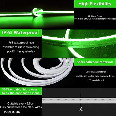 LIGHTAVERSE Led Neon Flex,8.2Ft Green Neon Light Strip,12V Flexible Waterproof Neon Led Strip,Silicone Led Neon Rope Light (Power Adapter Included,5meters)-thumb3