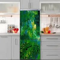 Trendy Decorative Leaf Canvas Botany Water Green Fridge Double Single Door Decorative Sticker (Pvc Vinyl, Multicolor, 60 Cm X 160 Cm) Fd935New-thumb3