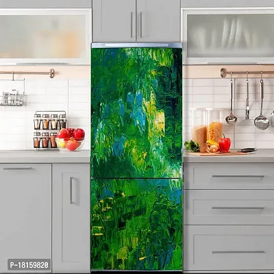 Trendy Decorative Leaf Canvas Botany Water Green Fridge Double Single Door Decorative Sticker (Pvc Vinyl, Multicolor, 60 Cm X 160 Cm) Fd935New-thumb4