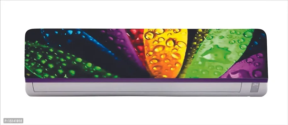 Trendy Beautiful Colorful Flower With Water Dropes Ac Sticker (Multicolor Pvc Vinyl 30X91)