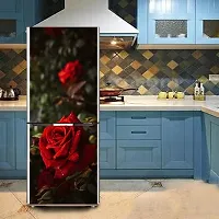 Psychedelic Collection so Wet red Rose, Flower, Dark backgroundDecorative Extra Large PVC Vinyl Fridge Sticker (Multicolor, 60 cm X 160 cm)-thumb3