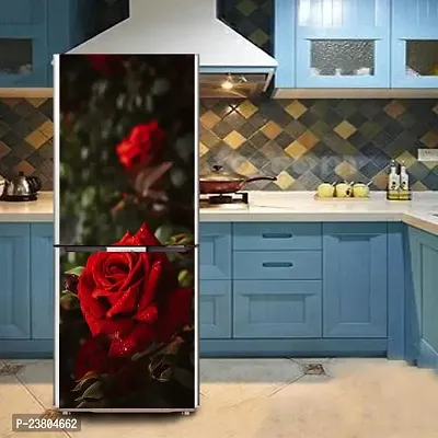 Psychedelic Collection so Wet red Rose, Flower, Dark backgroundDecorative Extra Large PVC Vinyl Fridge Sticker (Multicolor, 60 cm X 160 cm)-thumb4