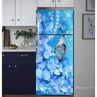 Psychedelic Collection Abstract Design Coloufull Flower with Butterfly Decorative Fridge Sticker (Multicolor PVC Vinyl 160x60)-thumb3