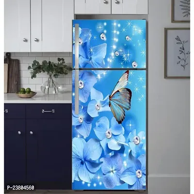 Psychedelic Collection Abstract Design Coloufull Flower with Butterfly Decorative Fridge Sticker (Multicolor PVC Vinyl 160x60)-thumb4