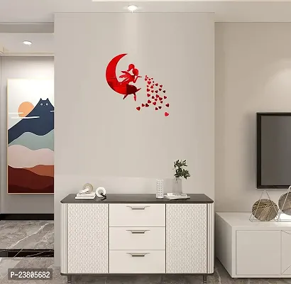 Psychedelic Collection Decorative Moon Girl red Acrylic Sticker Hexagon Mirror, Hexagon Mirror Wall Stickers, Mirror Stickers for Wall Large Size, Sticker Mirror-thumb0