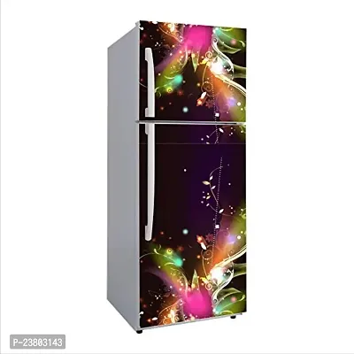 Psychedelic Collection Decorative 3D Multicolour Flowers ligting and shiningExtra Large Abstract Wall Fridge Sticker (PVC Vinyl, Multicolor, 60 cm X 160 cm)-thumb0