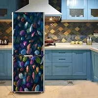 Psychedelic Collection Decorative Rock Art Purple Paint Painting Fridge Double Single Door Decorative Sticker (PVC Vinyl, Multicolor, 60 cm X 160 cm) FD879_New-thumb3