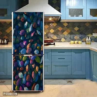 Psychedelic Collection Decorative Rock Art Purple Paint Painting Fridge Double Single Door Decorative Sticker (PVC Vinyl, Multicolor, 60 cm X 160 cm) FD879_New-thumb4